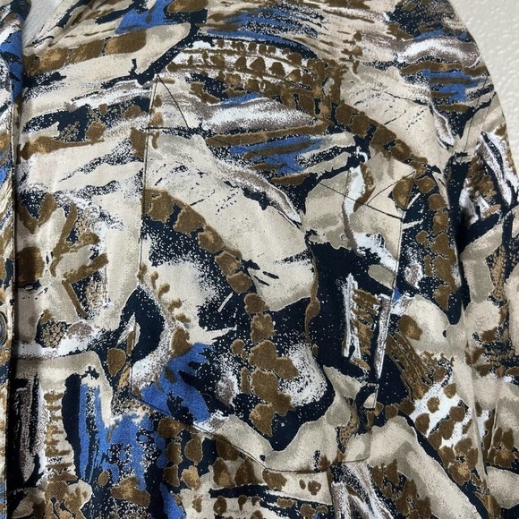 Vintage 80’s Paul at Duffier Button Down Shirt Abstract Print Brown Blue Medium - Picture 8 of 12